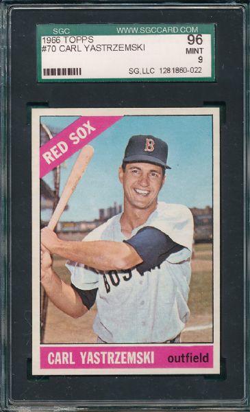 1966 Topps #70 Carl Yastrzemski SGC 96, None Graded Higher, *MINT* 