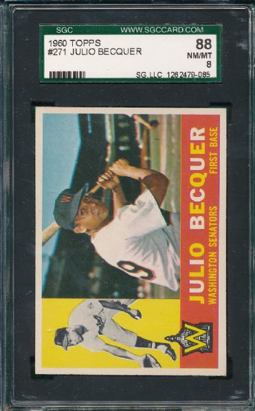 1960 Topps #271 Julio Becquer SGC 88