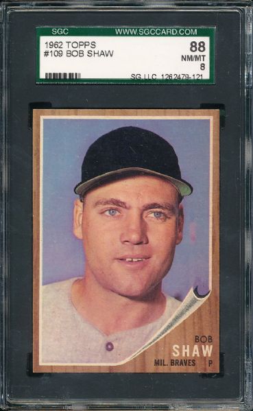 1962 Topps #109 Bob Shaw SGC 88