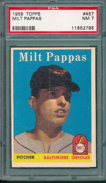 1958 Topps #457 & #465 2 Card Lot PSA 7