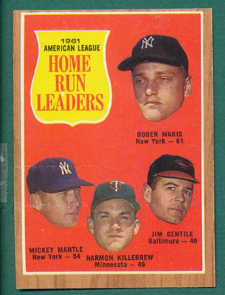 1962 Topps 5 Card HOFer Lot W/Mantle