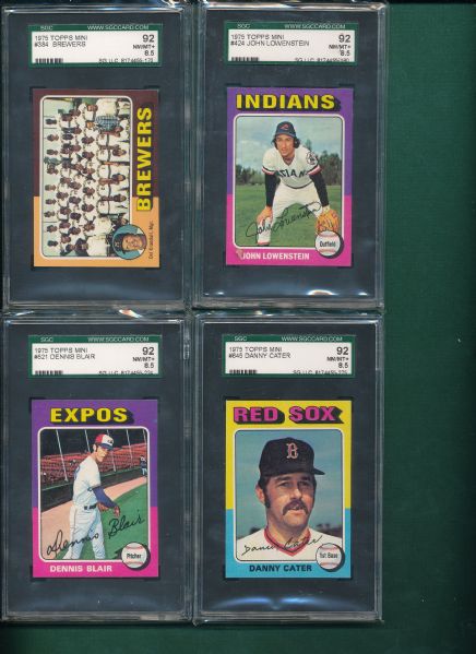 1975 Topps Mini 19 Card Lot W/ Fred Lynn Rookie SGC 92