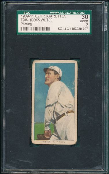 1909-1911 T206 Wiltse, Throwing UZIT Cigarettes SGC 30 *One of 4 Graded*