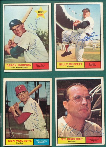 1961 Jello & Topps Autographed Lot of 6 Cards