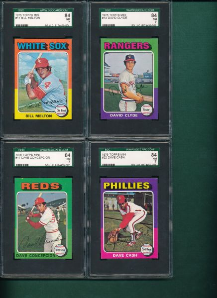 1975 Topps Mini 60 Card Lot W/ (4) Hall of Famers, Aaron SGC 84