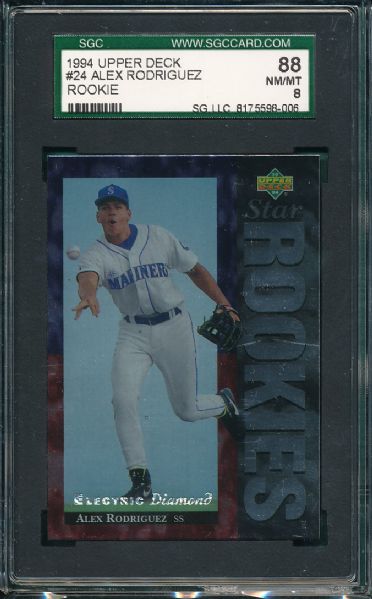 1994 Upper Deck #24 Alex Rodriguez *Rookie* SGC 88