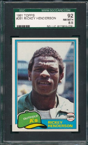 1981 Topps #261 Rickey Henderson 3 Card Lot SGC 92