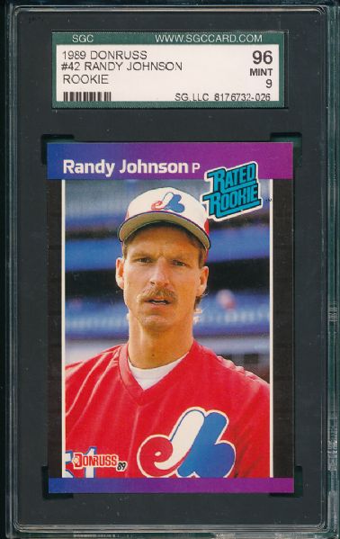 1989 Donruss #42 Randy Johnson *Rookie* 5 Card Lot SGC 96