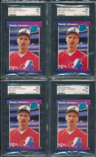 1989 Donruss #42 Randy Johnson *Rookie* 5 Card Lot SGC 96