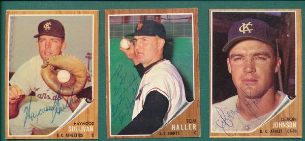 1962 Topps (10) Lot of Autographed Cards 