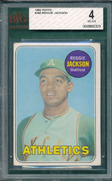 1969 Topps #260 Reggie Jackson & Decal, *Rookie* 2 Card Graded Lot