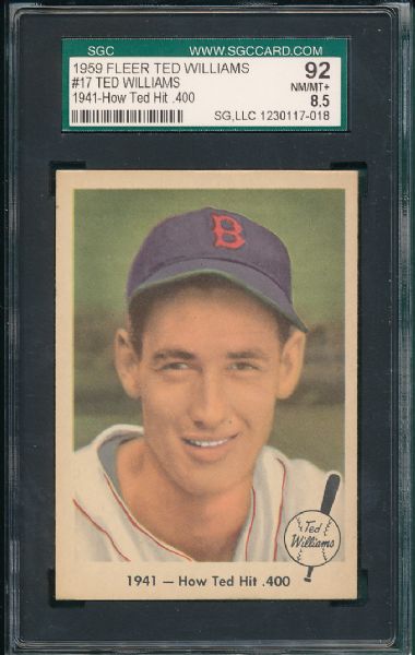 1959 Fleer Ted Williams #17 How Ted Hit .400 SGC 92