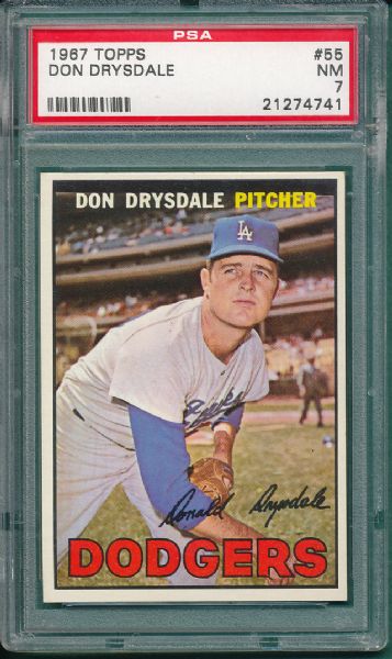 1967 Topps #055 Don Drysdale PSA 7