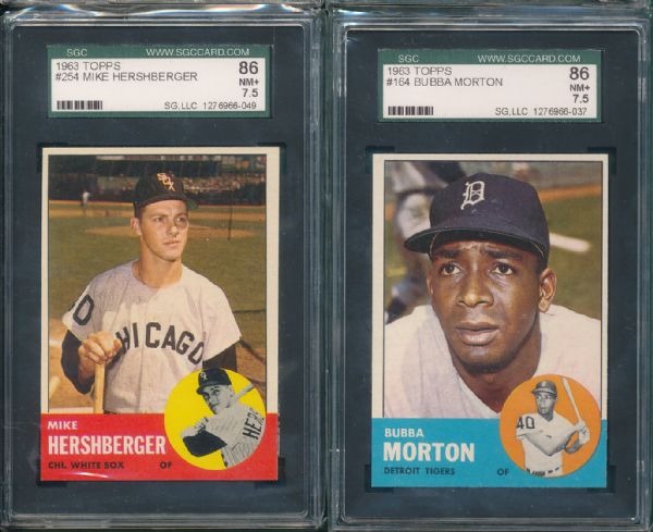 1963 Topps #254 Hershberger & #164 Morton SGC 86