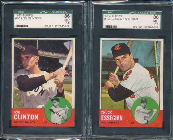 1963 Topps #96 Clinton & #103 Essegian SGC 86