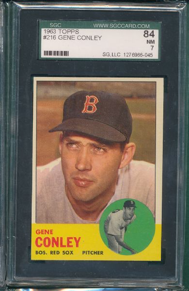 1963 Topps Boston Red Sox 3 Card Lot  SGC 84