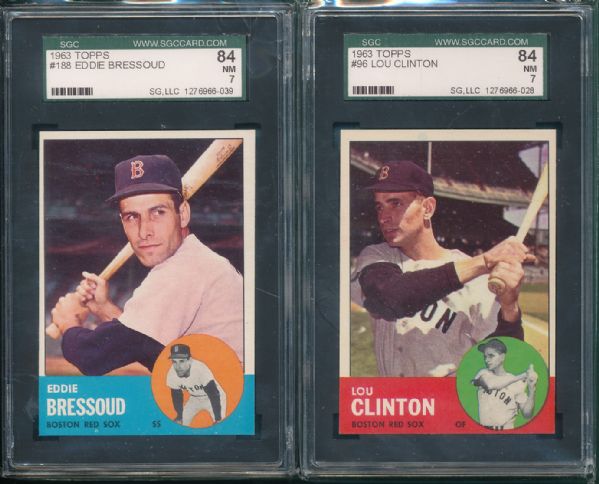 1963 Topps Boston Red Sox 3 Card Lot  SGC 84