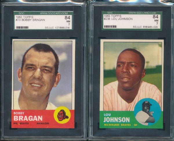 1963 Topps Milwaukee Braves 3 Card Lot  SGC 84