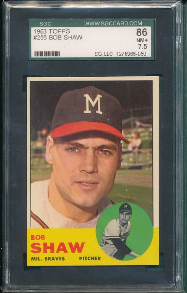 1963 Topps Milwaukee Braves 3 Card Lot SGC 86