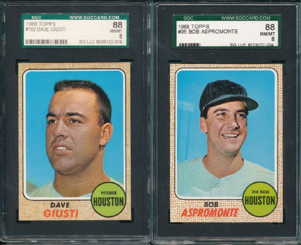 1968 Topps (12) Card Lot W/Hi #s SGC 88