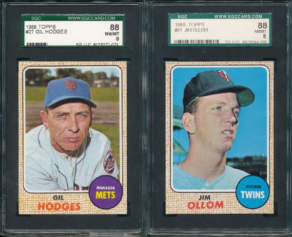 1968 Topps (12) Card Lot W/Hi #s SGC 88