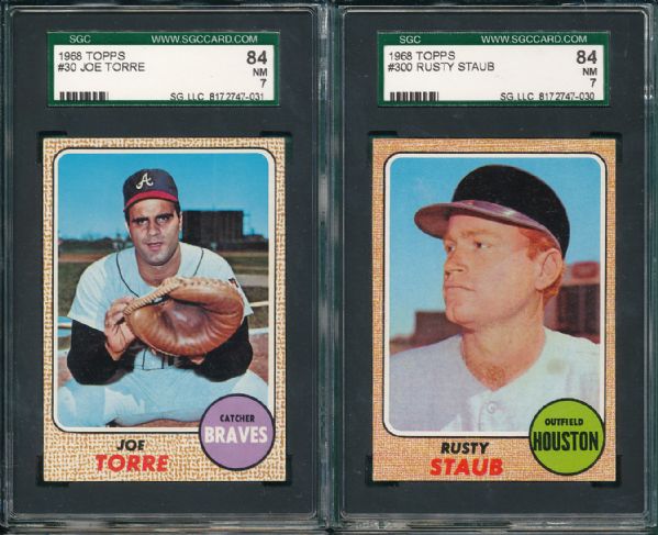 1968 Topps (8) Card Lot W/Hi #s SGC 84 & 86