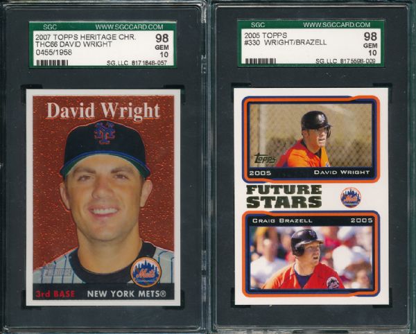 2002-07 David Wright (3) Card Lot W/Rookie Card SGC 98 & 96