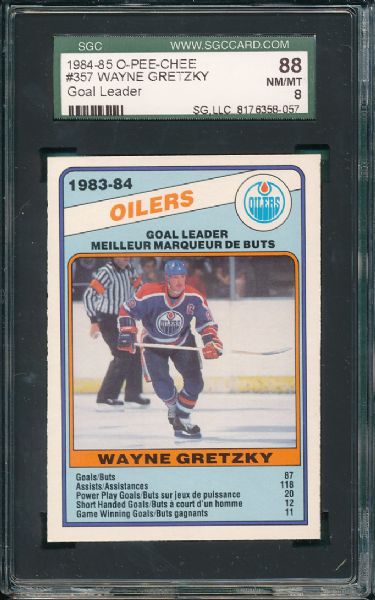 1984-85 O-Pee-Chee Wayne Gretzky 2 Card Lot SGC 88