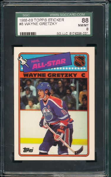 1984-85 Topps (4) #51 Wayne Gretzky  & 1988-89 (1) Topps #8 Gretzky Sticker, (5) Card Lot SGC