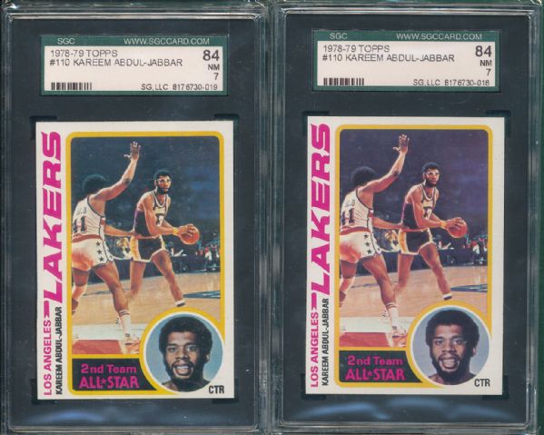 1978-79 Topps #110 Kareem Abdul-Jabbar SGC 84, (7) Card Lot