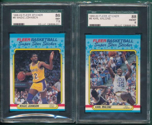 1988-89 Fleer Basketball Sticker Set Hi Grade SGC W/Michael Jordan