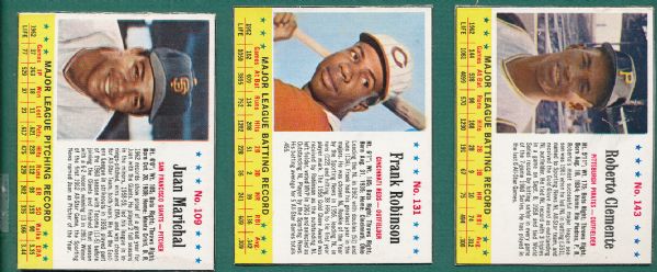 1963 Jello (8) Card Lot of HOFers W/Willie Mays & Hank Aaron