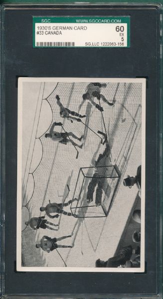 1930's German Card Featuring 1936 Olympics Hockey Game SGC 60