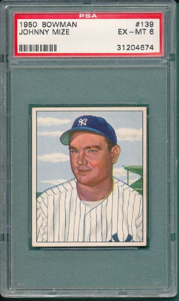 1950 Bowman #139 Johnny Mize PSA 6