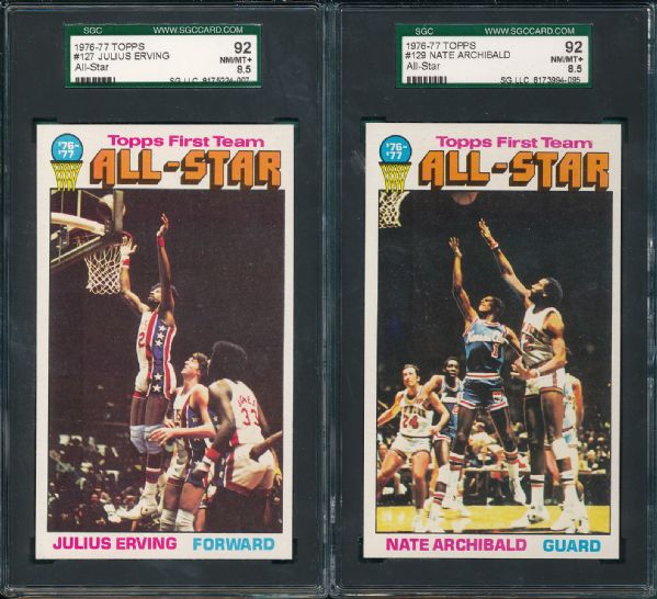 1976-77 Topps BSKT Lot of (26) W/Kareem Abdul-Jabbar SGC 92