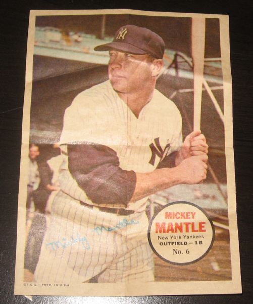 1967-68 Mantle Inserts: 1967 Topps poster, 1968 Topps Game Lot of (2)