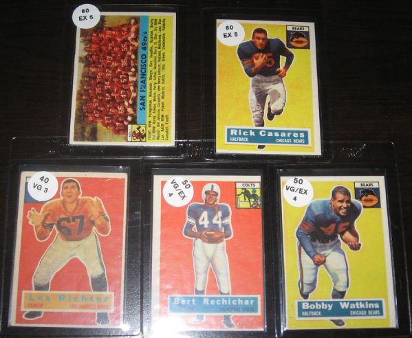 1956-57 Topps FB (58) Card Lot W/HOFers Em Tunnell