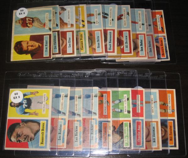 1956-57 Topps FB (58) Card Lot W/HOFers Em Tunnell