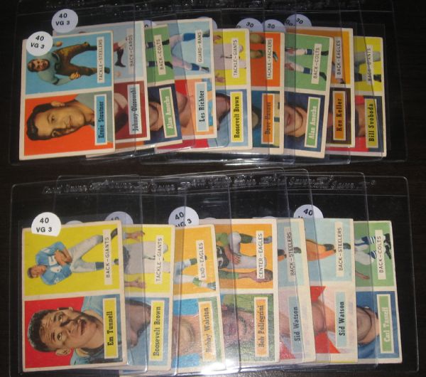 1956-57 Topps FB (58) Card Lot W/HOFers Em Tunnell