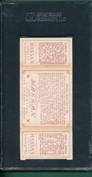 1912 T202 (2) Card Lot, Hassan Cigarettes Triple Folder SGC A