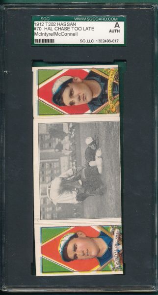 1912 T202 (2) Card Lot, Hassan Cigarettes Triple Folder SGC A