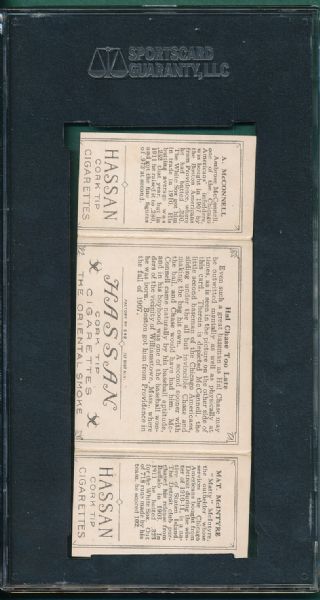 1912 T202 (2) Card Lot, Hassan Cigarettes Triple Folder SGC A