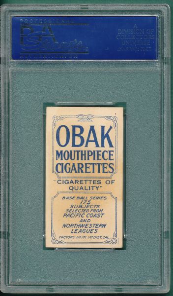 1910 T212 Netzel Obak Cigarettes, 175 Subjects PSA 4