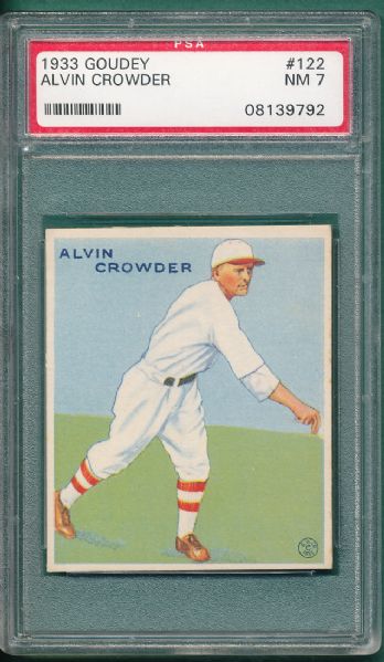 1933 Goudey #122 Alvin Crowder PSA 7