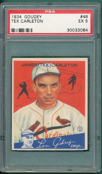 1934 Goudey #48 Tex Carleton PSA 5 