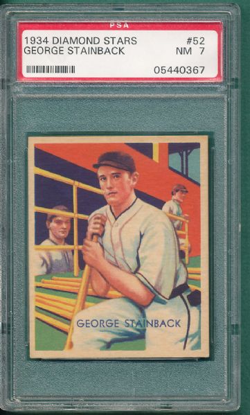 1934-36 Diamond Stars #52 George Stainback PSA 7