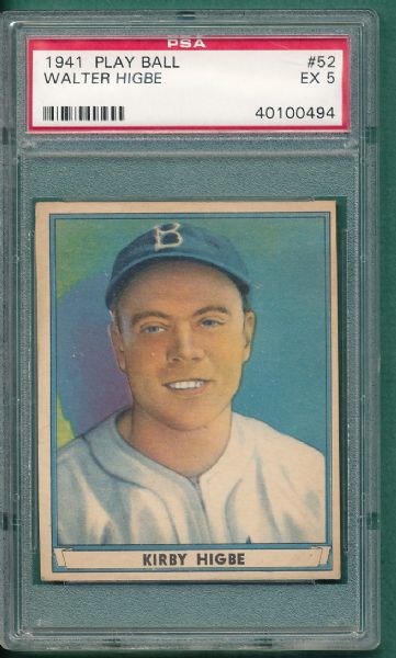 1941 Playball #52 Walter Higbe PSA 5