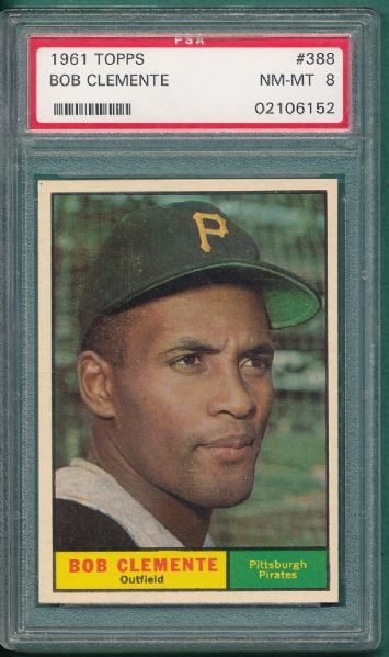 1961 Topps #388 Bob Clemente PSA 8