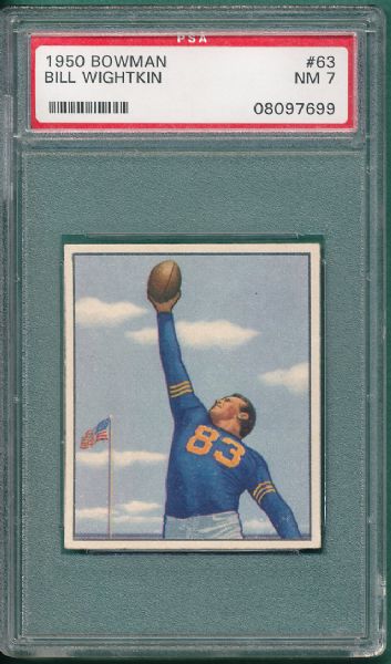 1950 Bowman FB #63 Bill Wightkin PSA 7