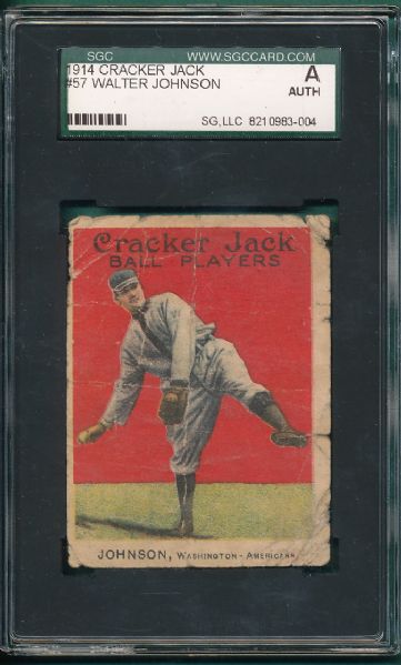 1914 Cracker Jack #57 Walter Johnson SGC A